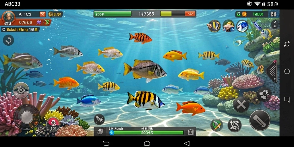 Tampilan gameplay menegangkan saat memburu ikan di ABC33.