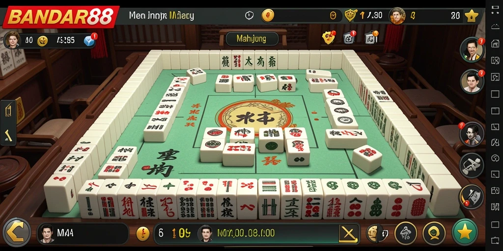 Tampilan gameplay menawan di BANDAR88 dengan desain Mahjong yang menarik.