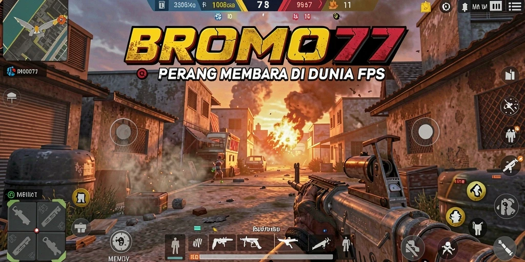 Tampilan gameplay intens dari BROMO77 dalam aksi pertempuran.