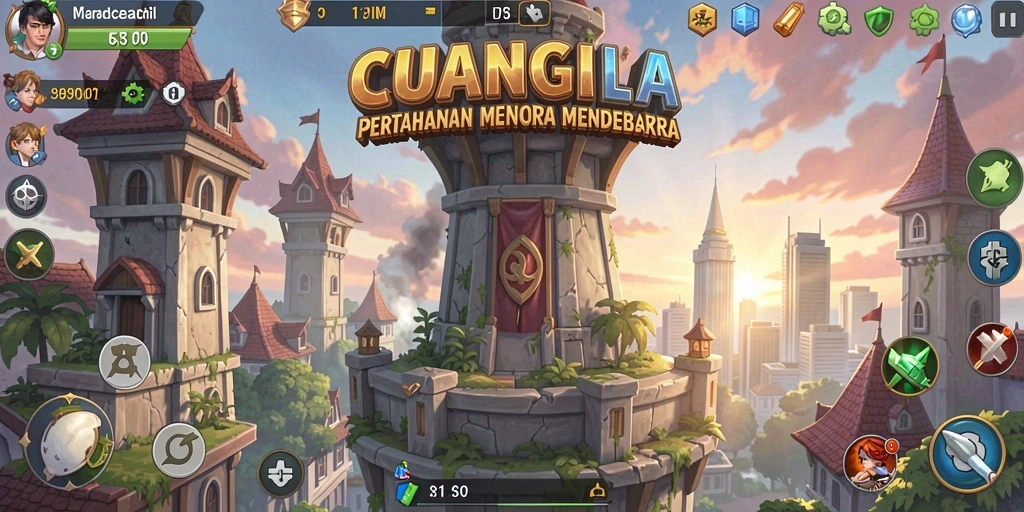 Tampilan gameplay CUANGILA yang penuh aksi dan strategi Tower Defense.
