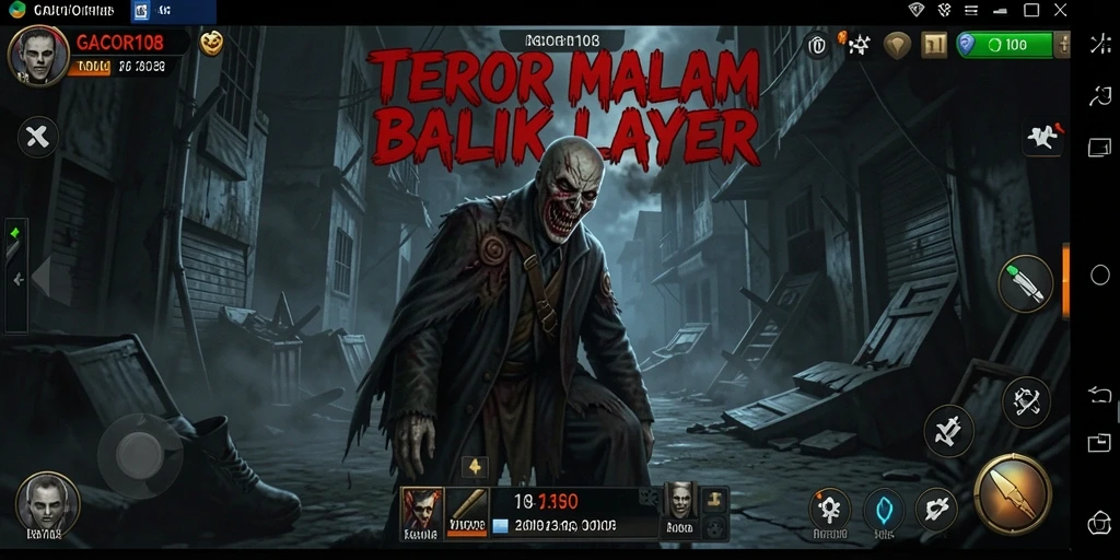 Screenshot gameplay GACOR108 menampilkan suasana Horror yang mencekam.