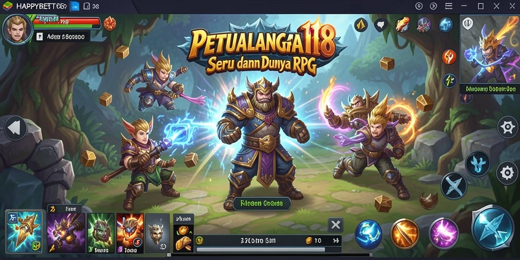 Tangkapan layar permainan RPG yang menampilkan aksi bertarung di <strong>HAPPYBET188</strong>.