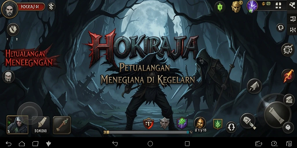 Gameplay HOKIRAJA yang menegangkan dengan suasana horror yang mencekam.