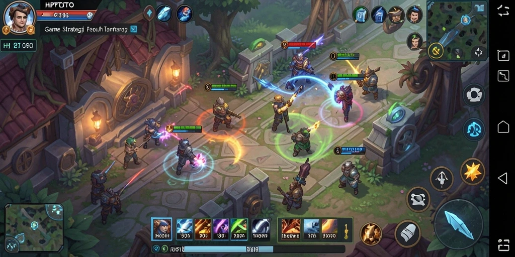 Screenshot gameplay HPTOTO yang menunjukkan pertempuran strategi yang intens.