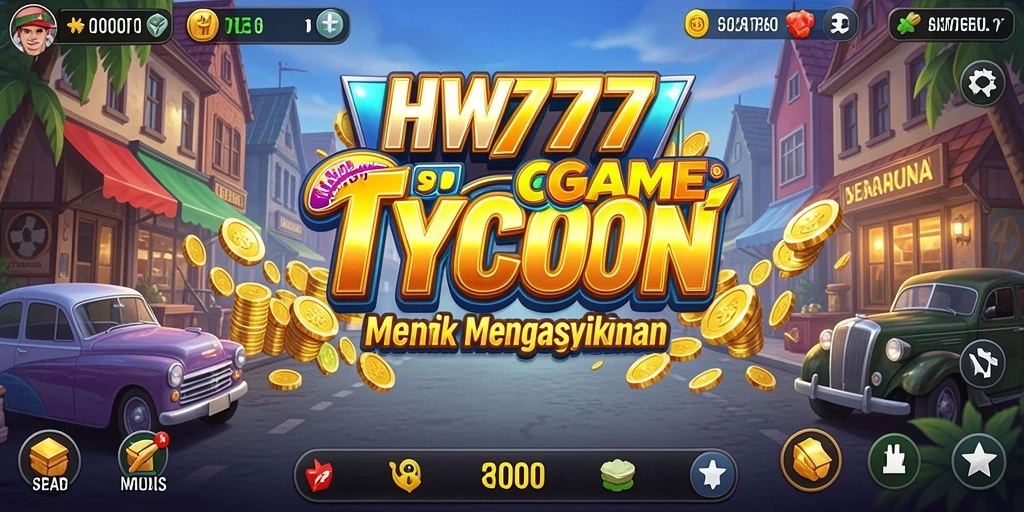 Tampilan gameplay HW777 yang menampilkan manajemen bisnis yang dinamis.