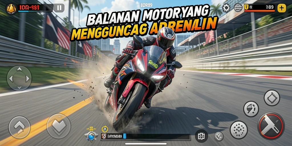 Tampilan gameplay balap motor yang mendebarkan di IDR89.