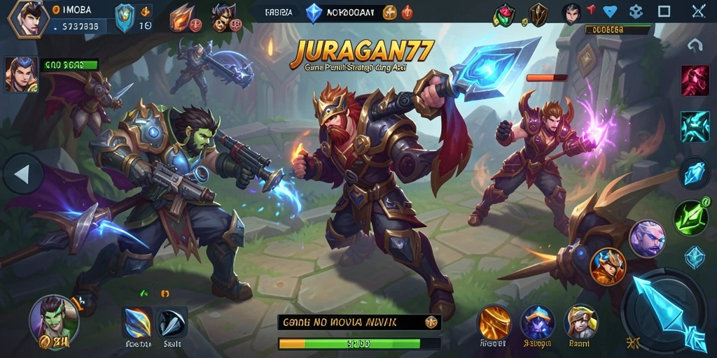 Gameplay seru dalam JURAGAN77 dengan karakter MOBA yang menarik.