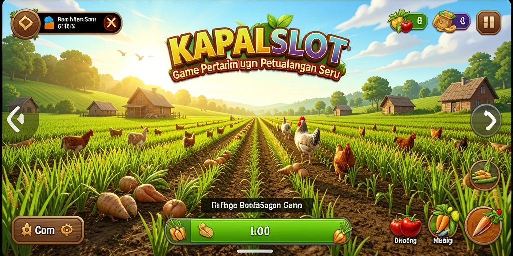 Tampilan gameplay KAPALSLOT dengan tanaman subur di ladang.