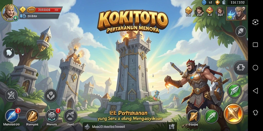 Tampilan menarik dari KOKITOTO yang menunjukkan aksi Tower Defense.