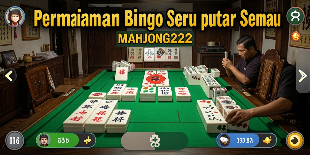 Tampilan gameplay menarik dari MAHJONG222 dengan suasana Bingo yang seru.