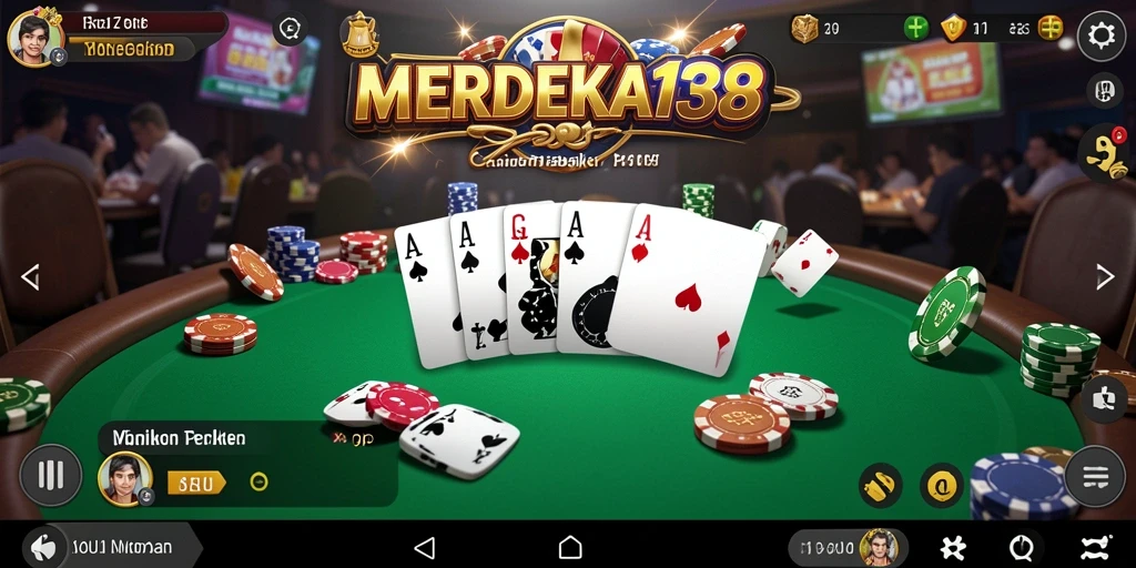 Tampilan gameplay poker yang seru dan mendebarkan di MERDEKA138.