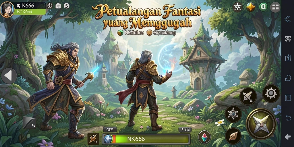 Tangkapan layar gameplay NK666 menampilkan aksi pertarungan seru dan eksplorasi dunia.