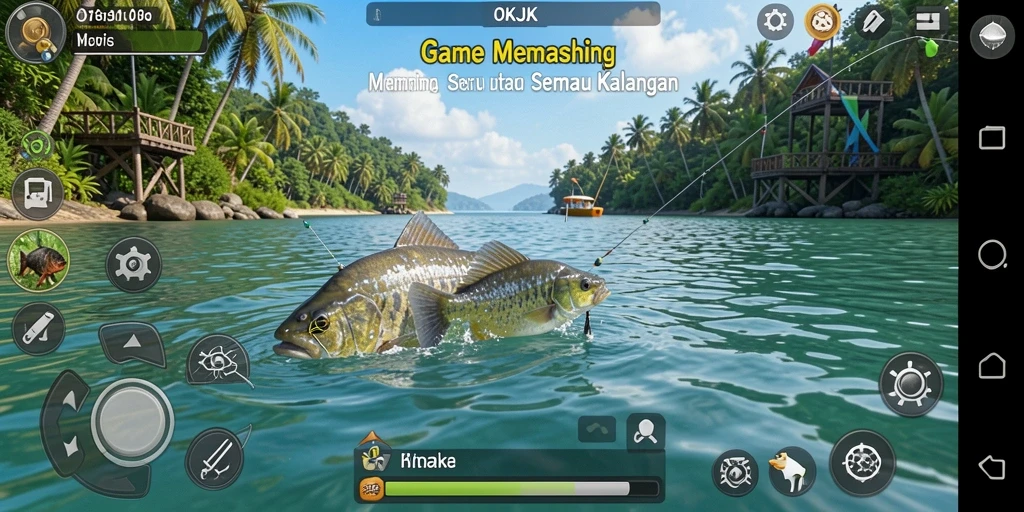 Tangkapan ikan besar dalam permainan memancing yang mendebarkan.