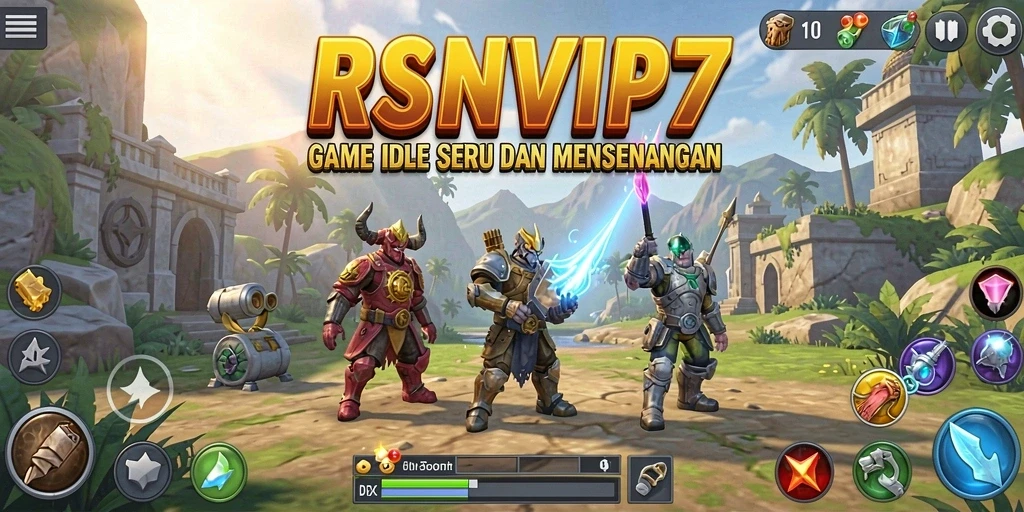 Tangkapan layar utama RSNVIP7 menampilkan gameplay Idle yang penuh warna dan menarik.