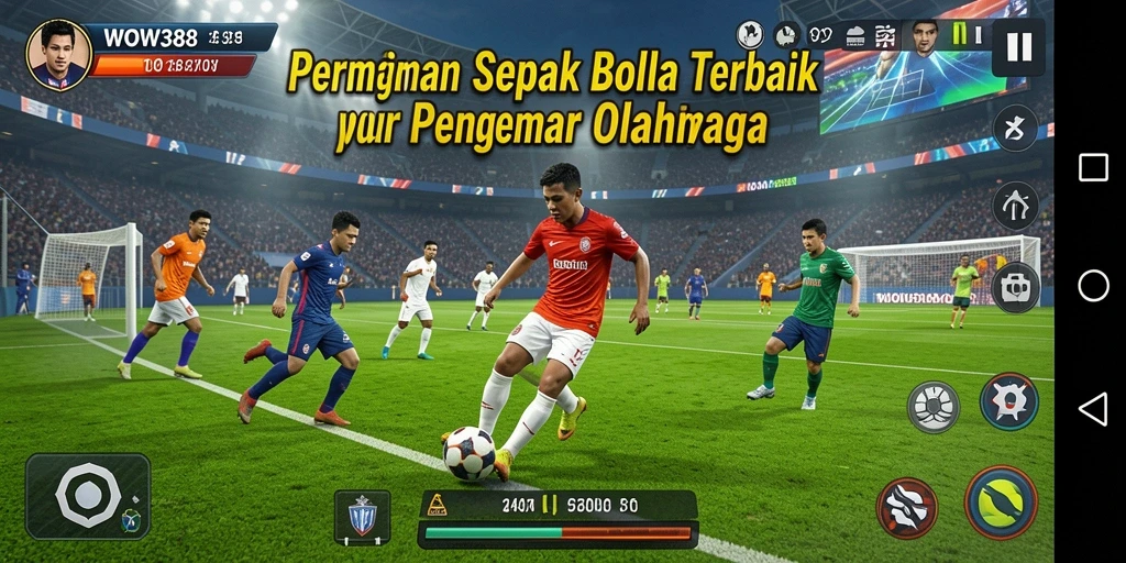Screenshot WOW388 menampilkan aksi seru di lapangan sepak bola.