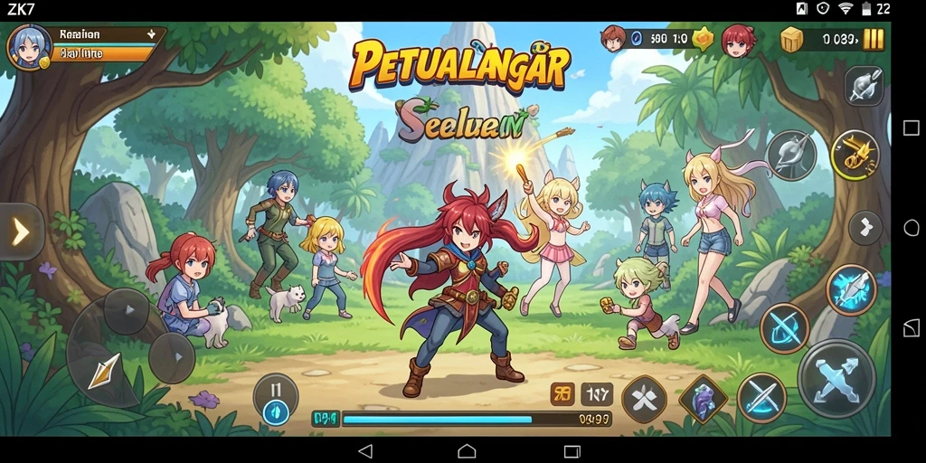 Screenshot gameplay ZK7 menampilkan aksi karakter anime yang seru.